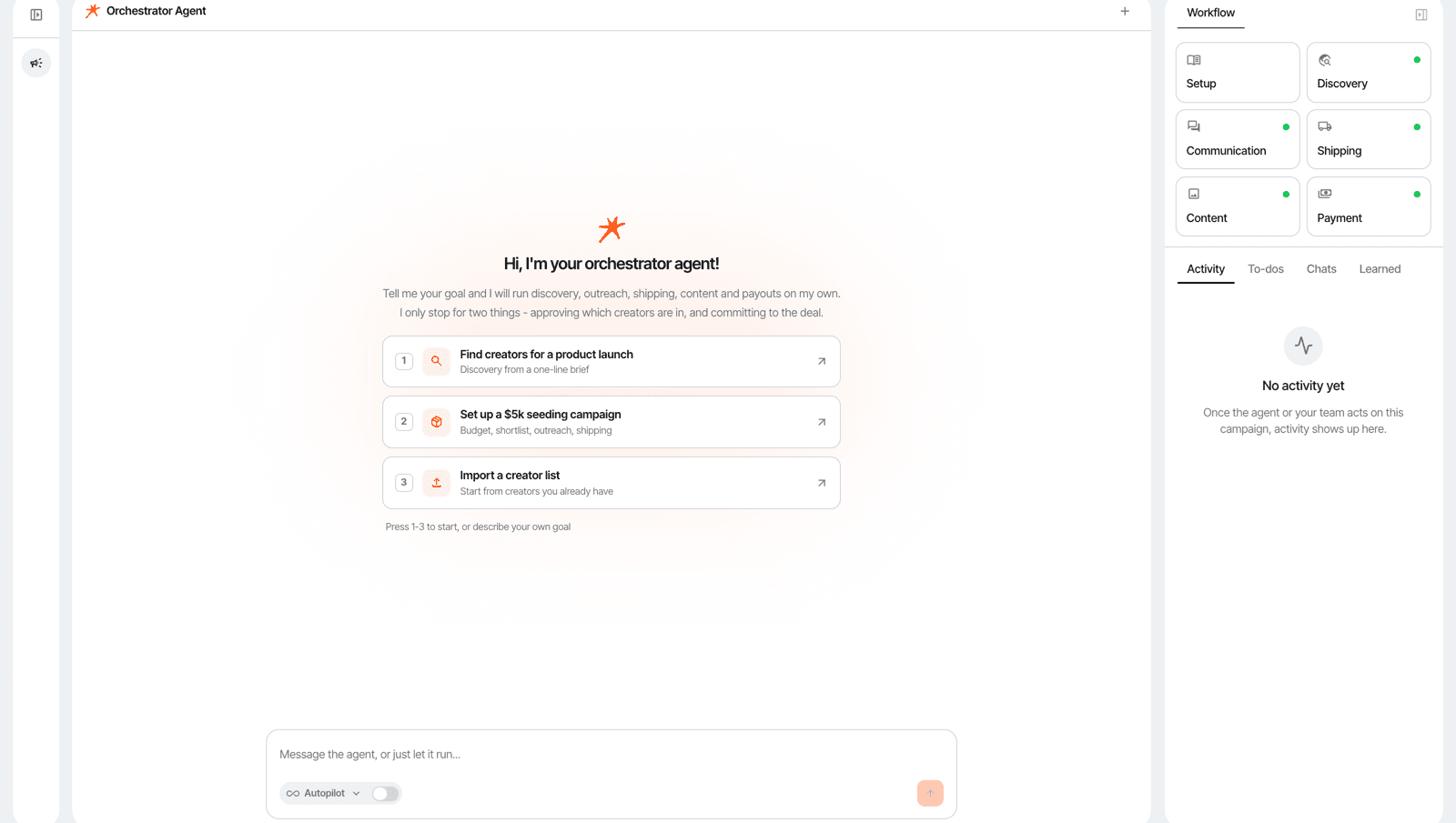 Storika campaign workbench - orchestrator agent running the Summer Radiance launch
